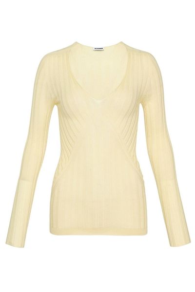 Jil Sander Ribbed V-Neck Knitted Top