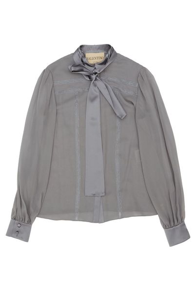 Valentino Pussy-Bow Long-Sleeved Top