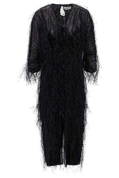 Lanvin Front Slit Fringed Midi Dress