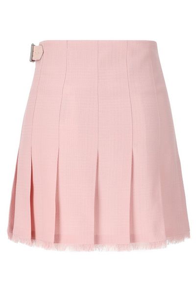 Burberry Buckle-Fastened Frayed-Hem Pleated Kilt