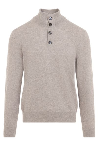 Brioni Mock-Neck Half-Button Knitted Sweater
