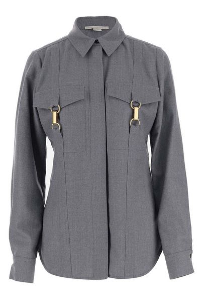 Stella McCartney Clasp-Embellished Curved Hem Shirt