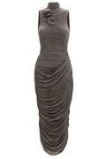 Magda Butrym Draped High Neck Midi Dress