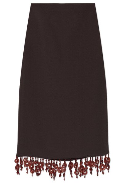 Tory Burch Embellished Crepe Midi Skirt