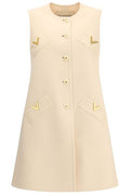 Valentino VGold Button-Up Crewneck Dress