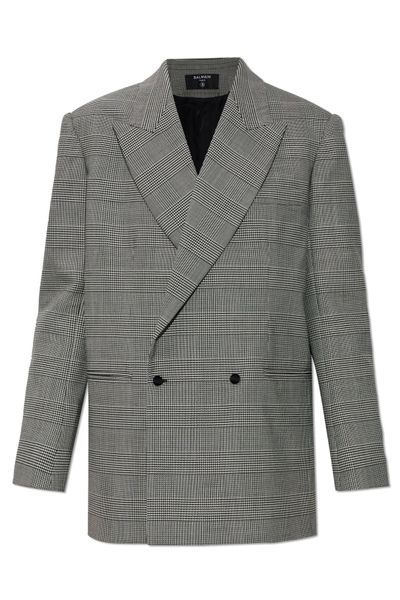 Balmain Houndstooth Button-Up Blazer