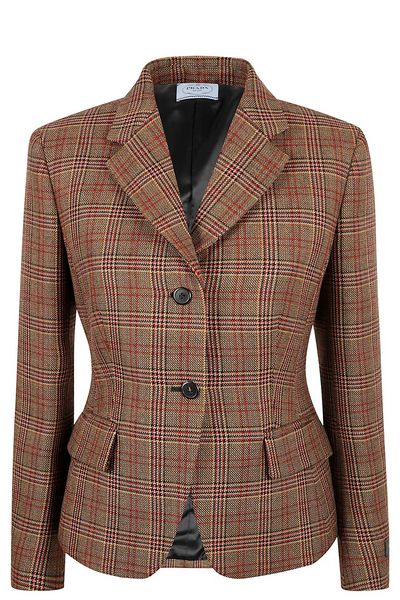 Prada Checked Single Breasted Jacket
