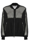 Brunello Cucinelli Shiny Trim Organza Bomber Jacket