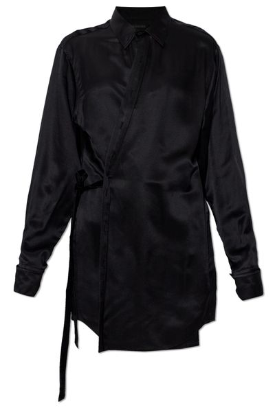 Balenciaga Wrap Collared Long-Sleeve Dress