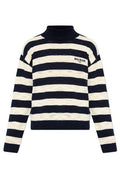 Balmain Striped Logo Turtleneck Knitted Sweater