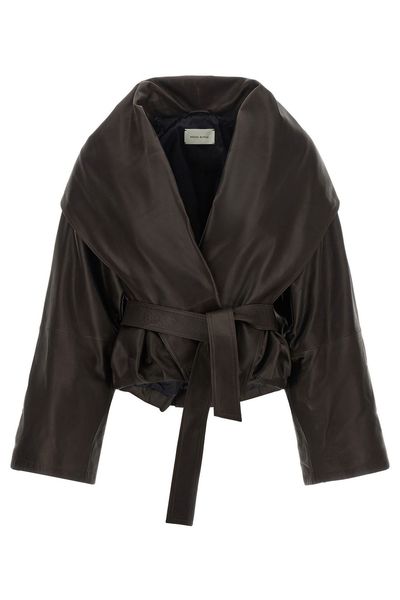 Magda Butrym Draped Belted Leather Jacket