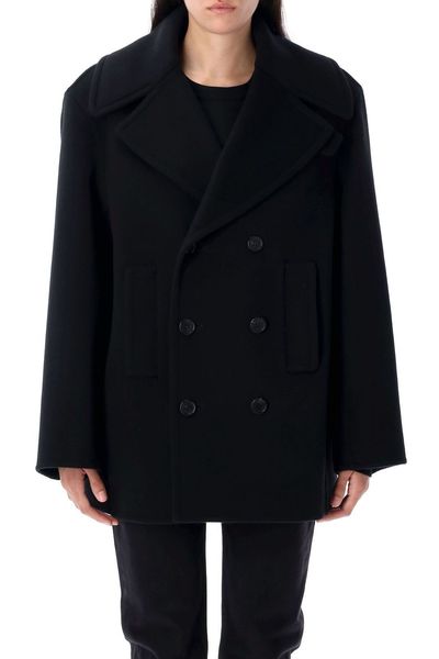 Saint Laurent Double-Breasted Long-Sleeved Peacoat