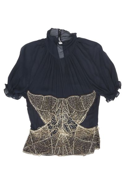 The Attico Bead-Embellished High Neck Top