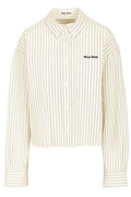 Miu Miu Logo-Embroidered Buttoned Striped Shirt