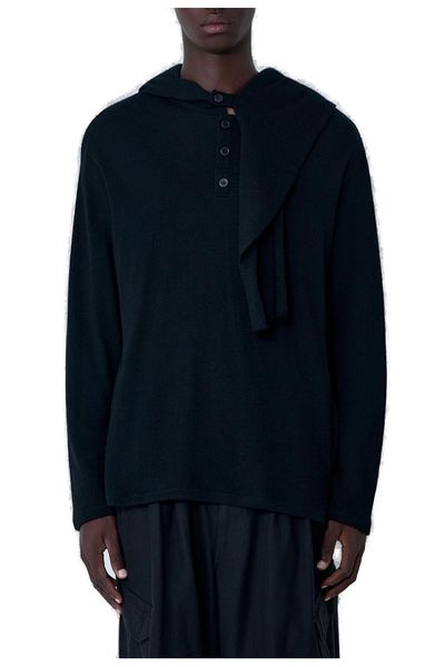Yohji Yamamoto Long-Sleeved Slouchy Hood T-Shirt