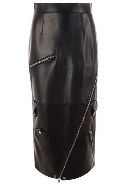 Alexander McQueen Zip Detailed High-Waisted Midi Skirt