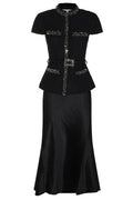 Self-Portrait Beaded Trim Peplum Dress