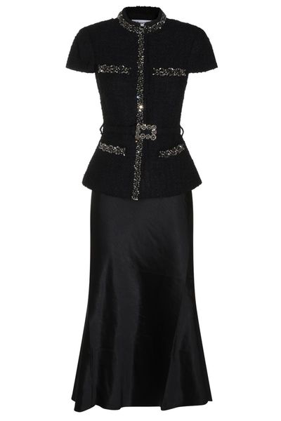 Self-Portrait Beaded Trim Peplum Dress