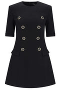 Balmain 8-Button Crepe Dress