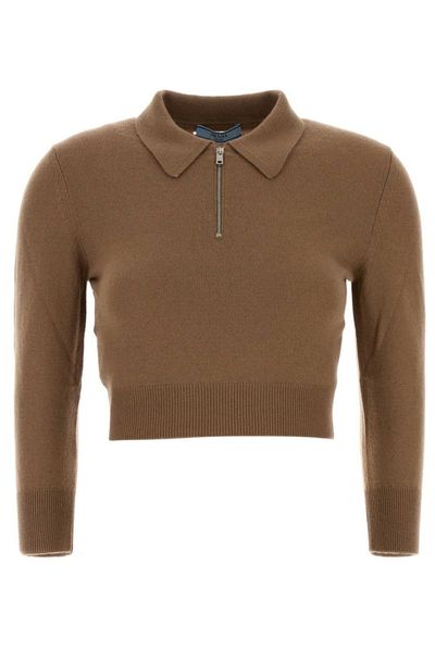 Prada Half-Zipped Knitted Jumper