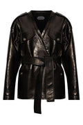 Versace Belted Leather Jacket