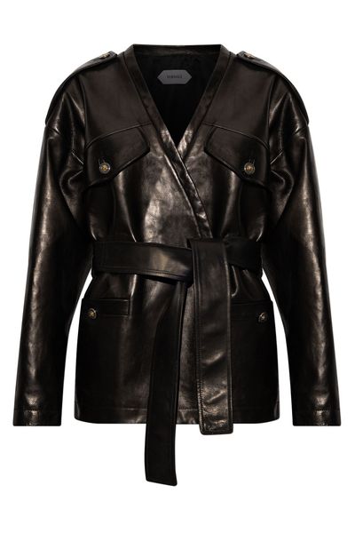 Versace Belted Leather Jacket