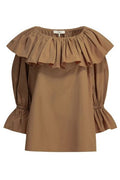 Chloé Ruffled Poplin Long-Sleeve Top