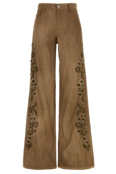 Ermanno Scervino Pagry Embroidered Wide-Leg Pants