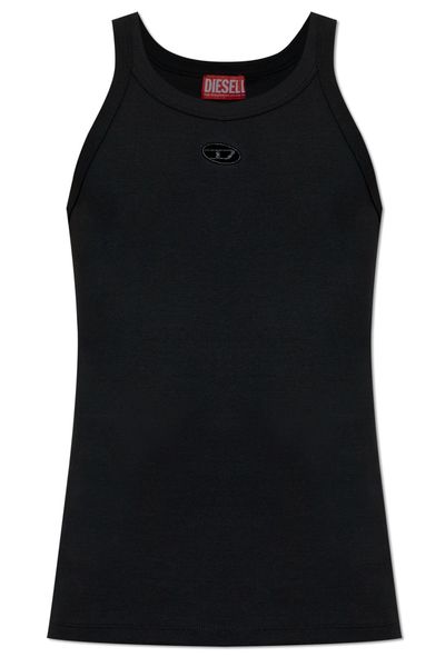 Diesel T-Wife-Dco Oval-D Logo Ribbed Top