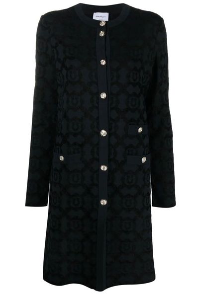 Ferragamo Round Neck Gancini Coat