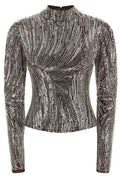 Paco Rabanne Sequin Wave Long Sleeve Top