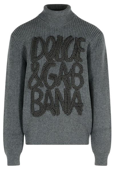 Dolce & Gabbana Logo Embroidered Turtleneck Knitted Jumper