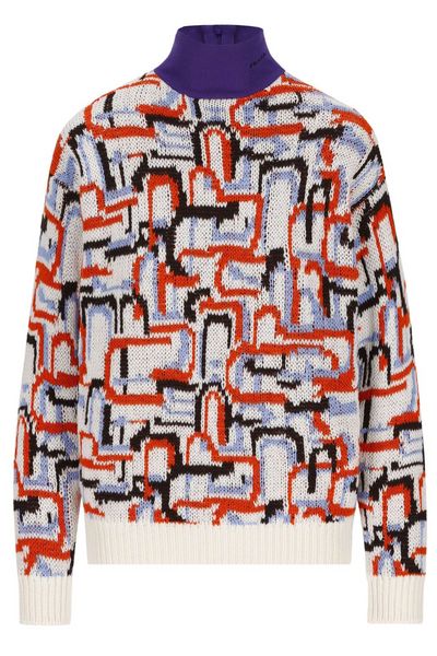 Prada Abstract Pattern High-Neck Sweater