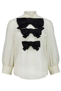 Valentino Daisy Bow Long-Sleeved Blouse