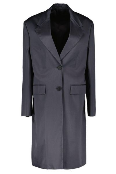 Prada Triangle Logo Single Breasted Coat