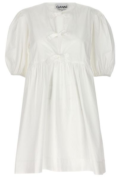 Ganni Poplin Tie String Mini Dress