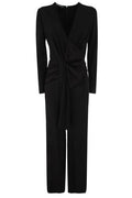 Alberta Ferretti V-Neck Ruched Detailed Jumpsuit