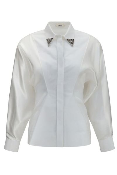 Versace Embellished Long-Sleeved Poplin Shirt