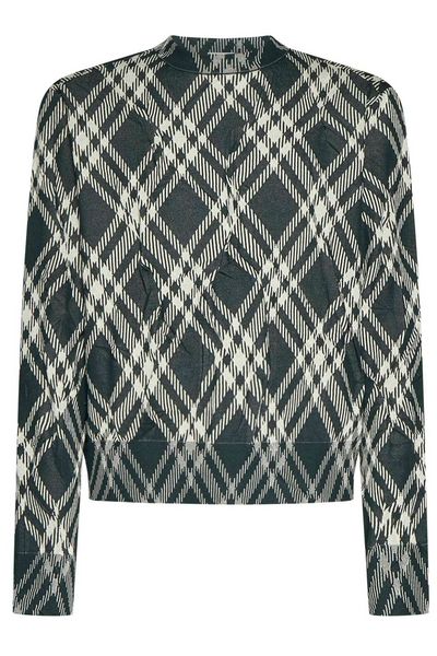 Burberry Checked Crewneck Knitted Jumper