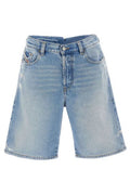 Diesel Logo Patch Ripped Denim Shorts