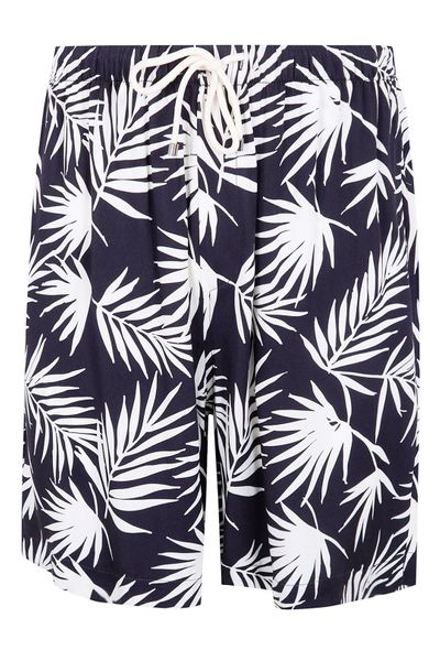 Laneus Leaf Printed Drawstring Shorts