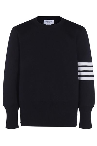 Thom Browne 4-Bar Striped Trim Pullover