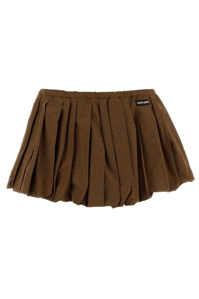 Miu Miu Pleated Checked Mini Skirt