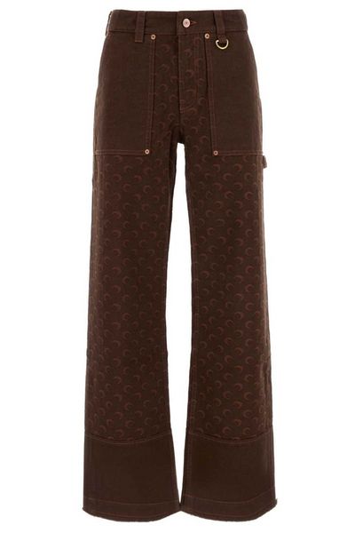 Marine Serre Moon-Jacquard Wide-Leg Jeans