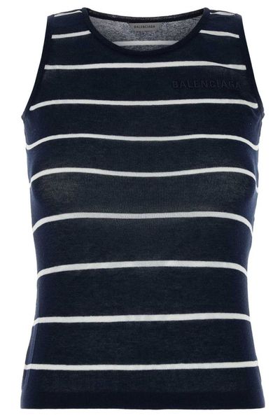 Balenciaga Striped Cropped Tank Top