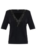 Balmain Lace Trim V-Neck Top