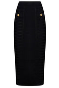 Balmain Button Detailed Knitted Midi Pencil Skirt