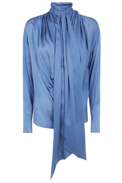Balmain Draped Tie-Neck Top