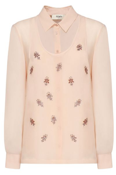 Fendi Floral Embellished Long-Sleeved Top