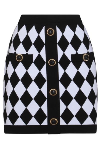 Balmain Diamond Pattern Knit Mini Skirt